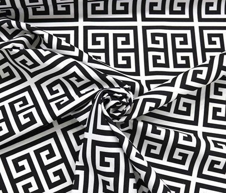 Greek key print Fabric, Black white Upholstery Fabric, Digital print fabric - Whotex