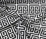 Greek key print Fabric, Black white Upholstery Fabric, Digital print Fabric, outdoor , runner, curtain, tablecloth, handbag Fabric - Whotex Online Fabric Store