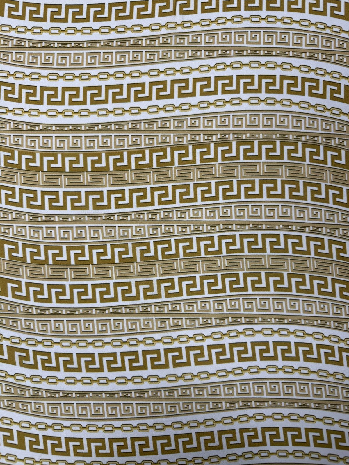 Greek Key Stripe Moss Crepe Fabric by the Metre - Whotex Fabrics London