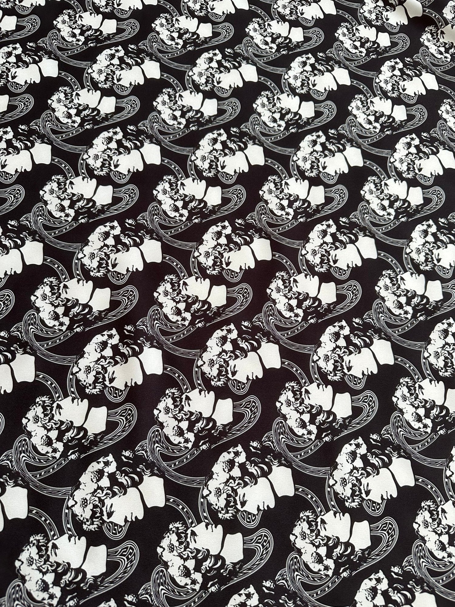 Greek Youth Pattern Crepe , Rome Pattern Black White Fabric - Whotex Online Fabric Store