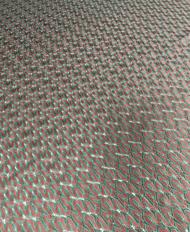 Green and Brown Zigzag Knit Jersey Mesh Fabric - Whotex Fabrics London