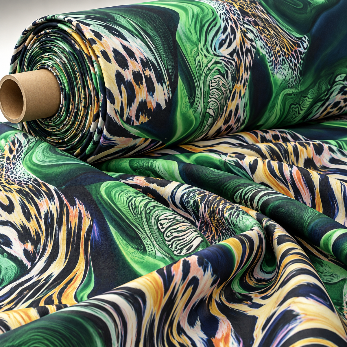 Green Animal Print Upholstery Fabric by the Metre - Whotex Fabrics London