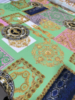 Green Baroque Pattern Crepe Fabric , by the yard and half yard - Whotex Online Fabric Store