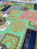 Green Baroque Pattern Crepe Fabric , by the yard and half yard - Whotex Online Fabric Store