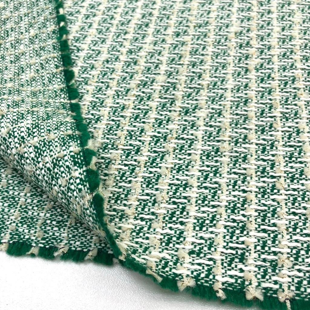 Green White Tweed Fabric, Cotton Tweed Fabric for Clothing - Whotex