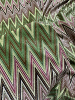 Green Zigzag Pattern Knit Fabric, Lurex Fabric, 4 - Way Stretch - Whotex Online Fabric Store