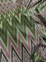 Green Zigzag Pattern Knit Fabric, Lurex Fabric, 4 - Way Stretch - Whotex Online Fabric Store
