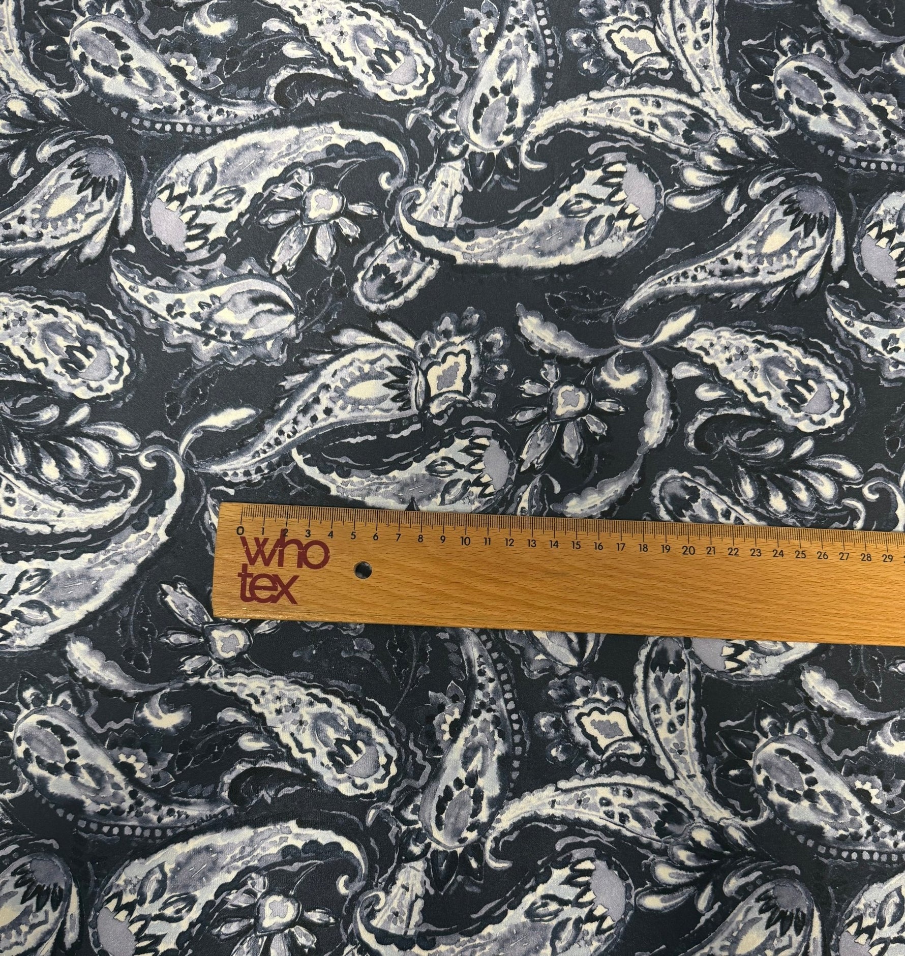 Grey Paisley Fabric by the Metre for Dressmaking - Whotex Fabrics London