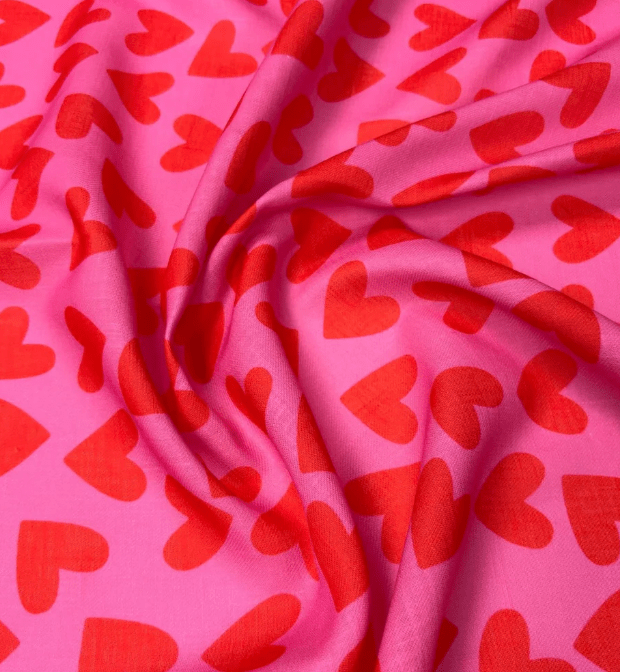 Heart Print Cotton Fabric - Whotex Fabrics London