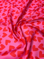 Heart Print Linen Fabric by the Metre - Whotex Fabrics London