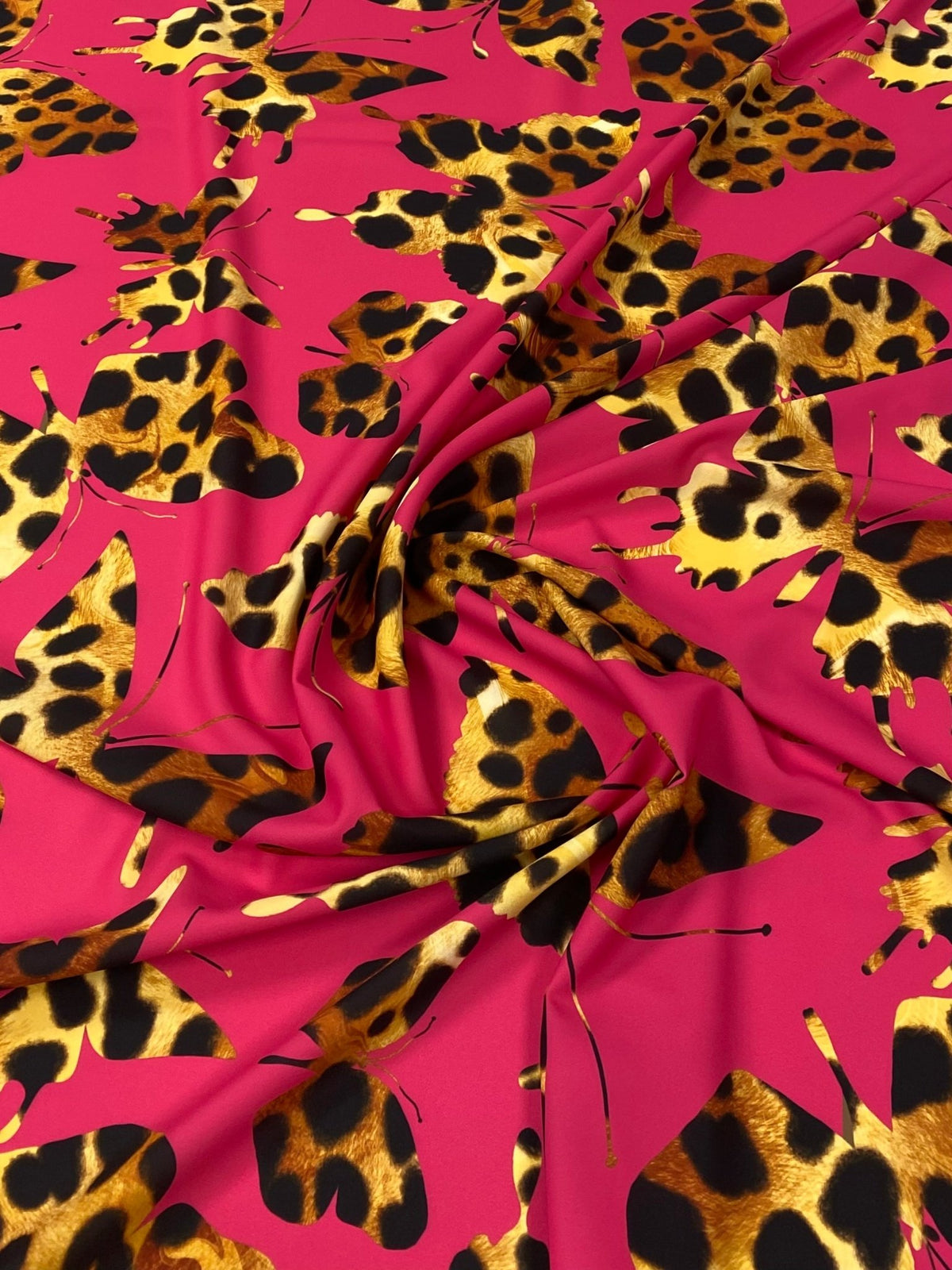 Hot Pink Butterfly Pattern Fabric by Metre - Whotex Fabrics London