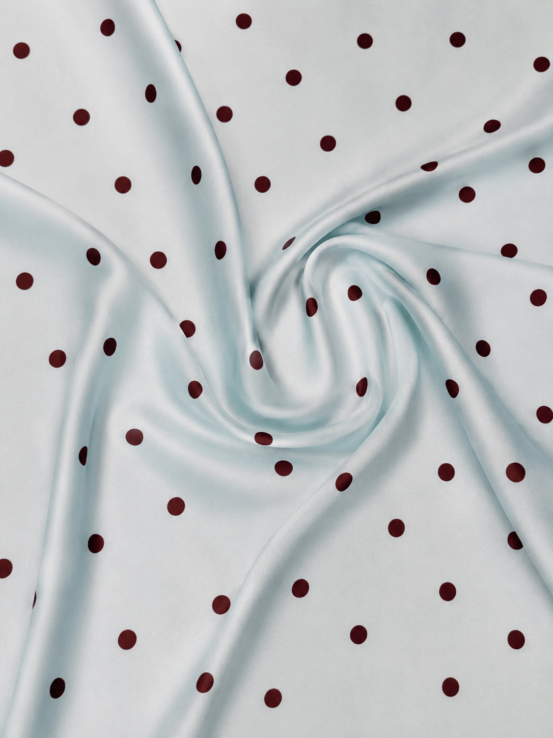 Ice Blue with Burgundy Polka Dot Print Fabric by the Metre - Whotex Fabrics London