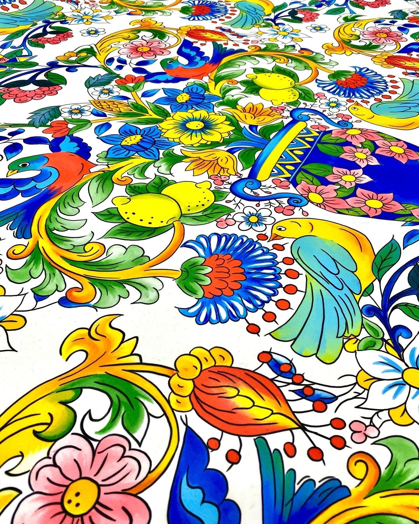 italian Floral Pattern Fabric, Lemon Pattern Fabric, Sicillian Pattern Fabric - Whotex Online Fabric Store