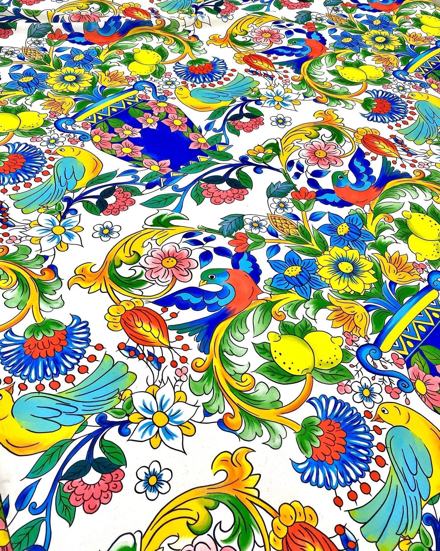 italian Floral Pattern Fabric, Lemon Pattern Fabric, Sicillian Pattern Fabric - Whotex Online Fabric Store