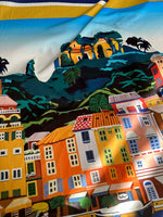 italy City Pattern Fabric,Portofino pattern Coastal City Silky Crepe Fabric , 1 Panel Fabric (150*100cm // 1.64 * 1.09 yard) - Whotex Online Fabric Store