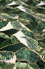 Leaf Pattern Stretch Velvet Fabric - Whotex Fabrics London