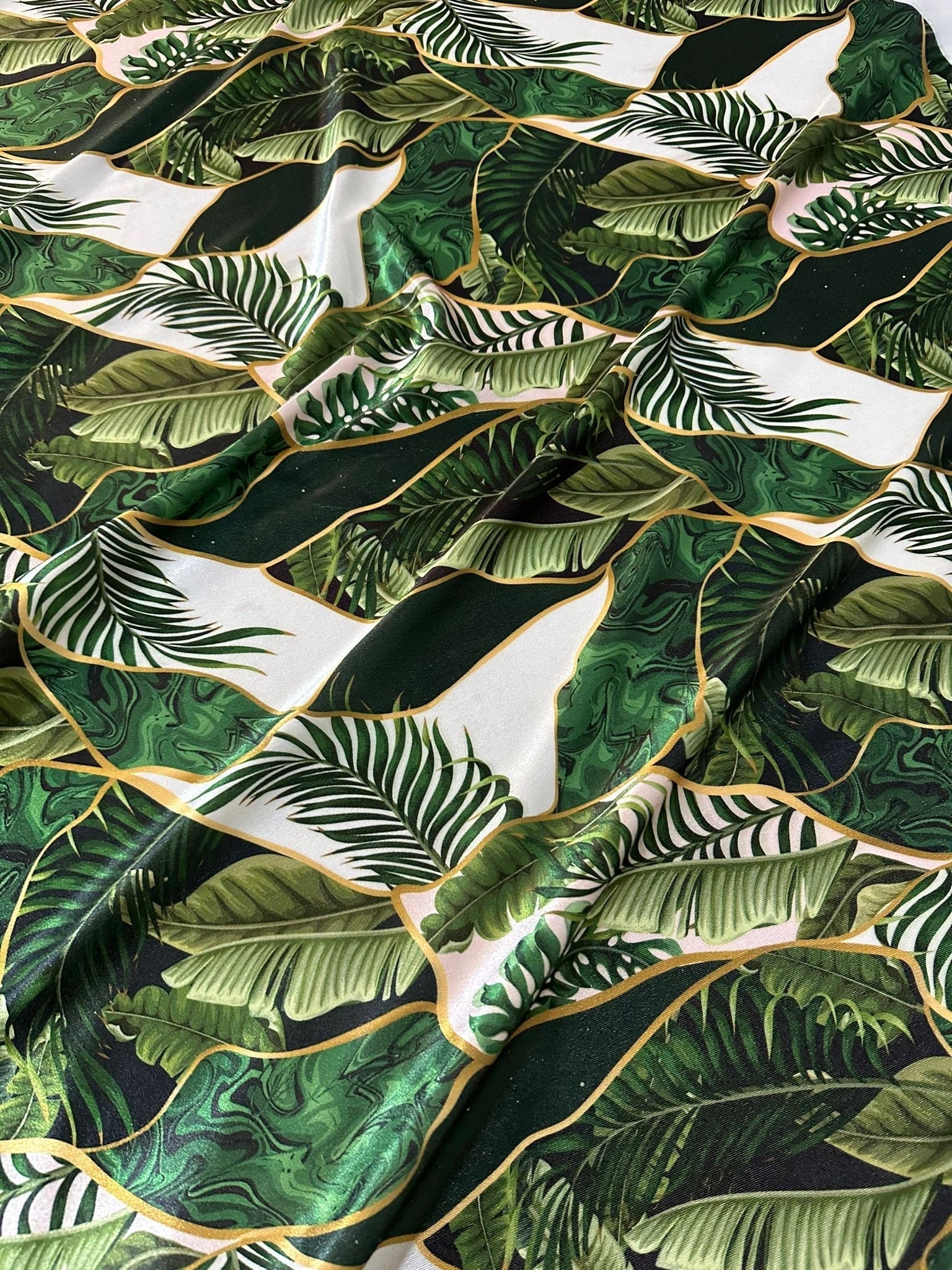 Leaf Pattern Stretch Velvet Fabric - Whotex