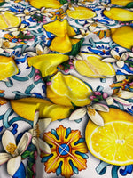 Lemon Blue Spanish Pattern Fabric - Vibrant Sewing and Craft Decor - Whotex Online Fabric Store