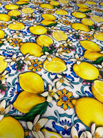 Lemon Blue Spanish Pattern Fabric - Vibrant Sewing and Craft Decor - Whotex Online Fabric Store