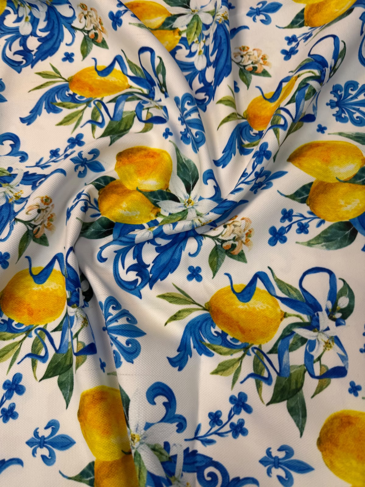 Lemon Floral Upholstery Fabric by the Metre - Whotex Fabrics London
