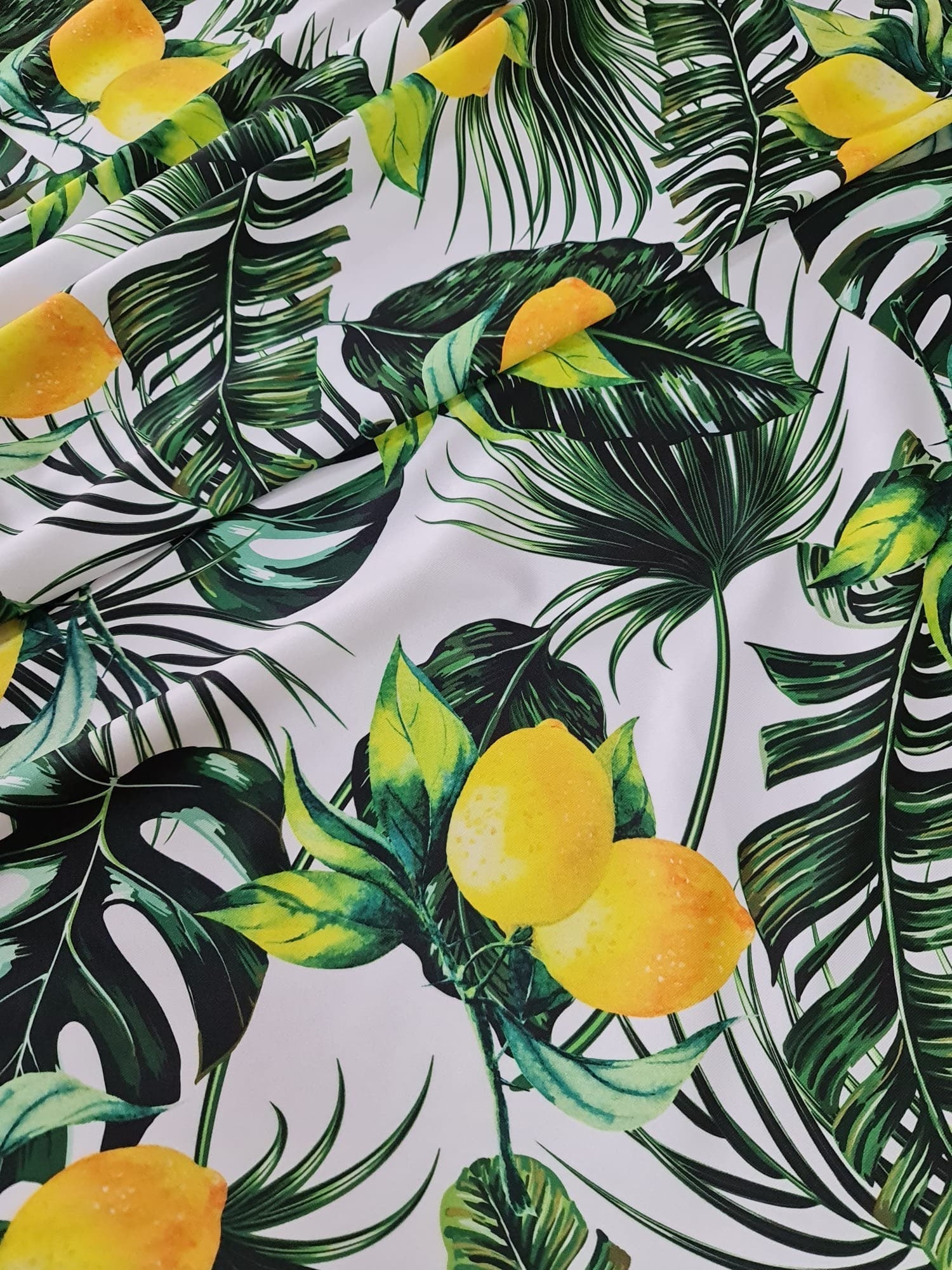 Lemon Pattern Fabric, spandex 4 - way stretch fabric, Tropical Pattern fabric - Whotex