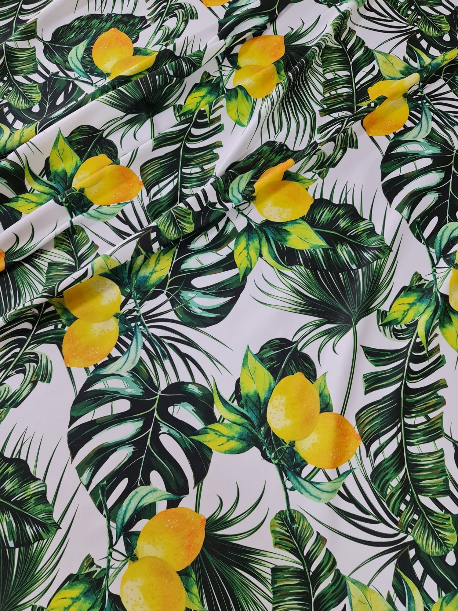 Lemon Pattern Fabric, spandex 4 - way stretch fabric, Tropical Pattern fabric - Whotex