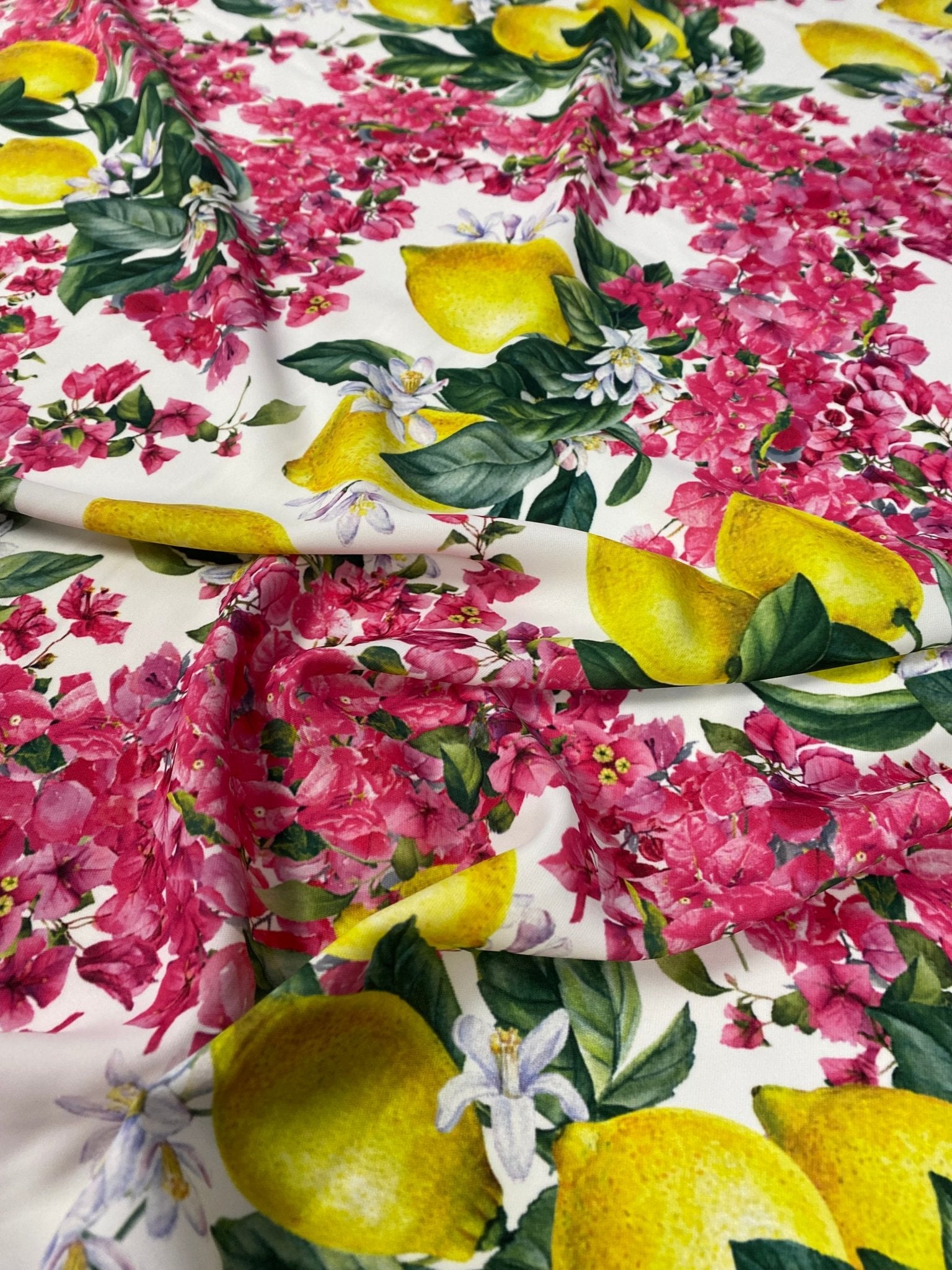 Lemon Pink Floral Fabric - Crafting Sewing Material - Whotex Online Fabric Store