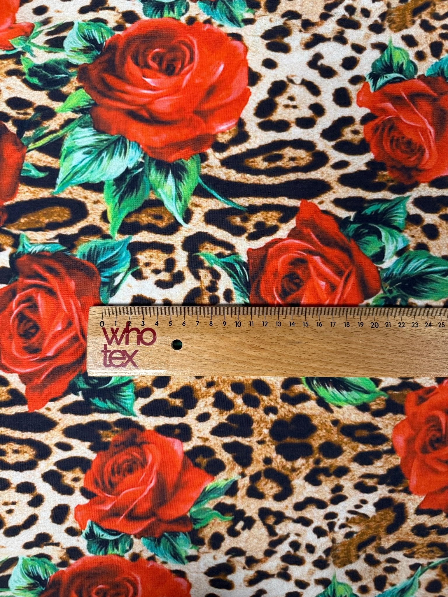 Leopard and Red Rose Pattern Fabric – Multiple Fabric Options, Sold by Metre - Whotex Fabrics London