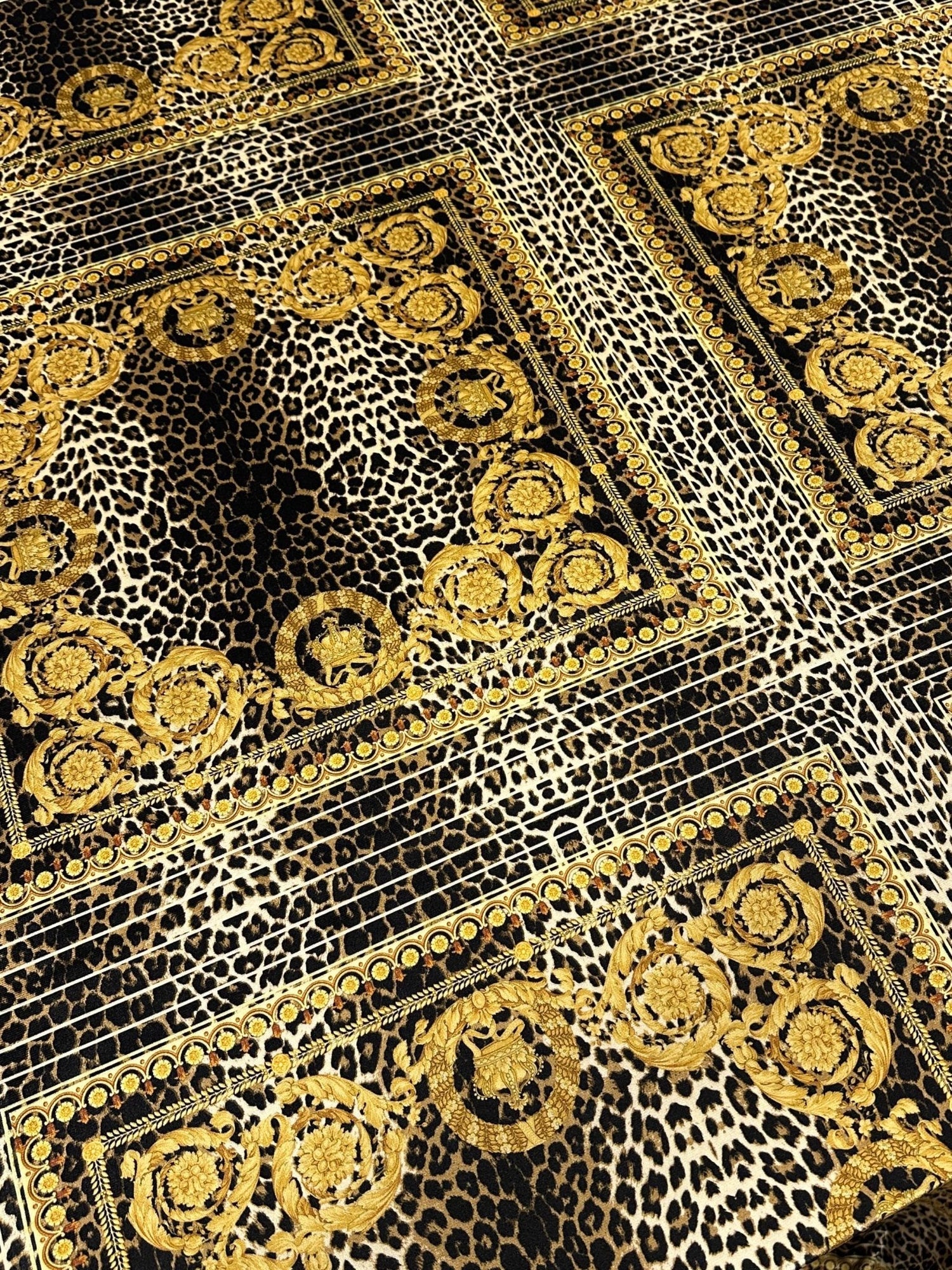 Leopard Gold Baroque Velvet Fabric, Spandex Velvet By The Yard - Whotex Online Fabric Store