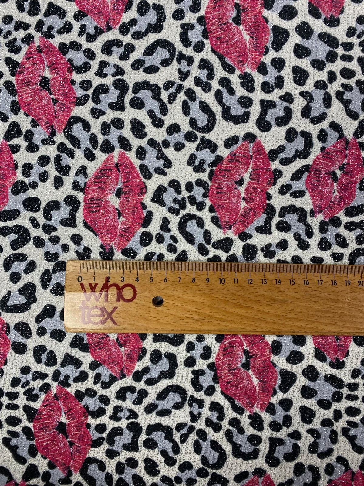 Leopard Lips Lurex Fabric by the Metre - Whotex Fabrics London