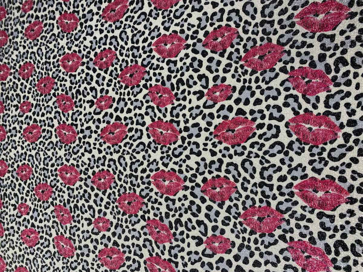 Leopard Lips Lurex Fabric by the Metre - Whotex Fabrics London