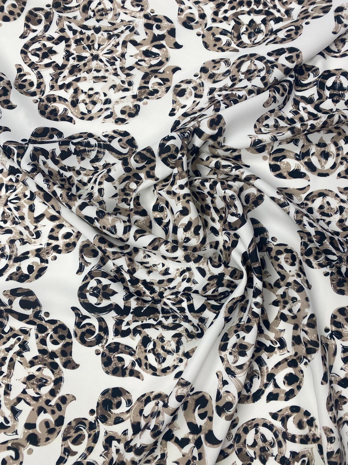 Leopard Medallion Print Fabric by the Metre - Whotex Fabrics London