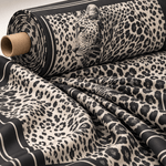 Leopard Panel Fabric – Black & White Animal Design by the Metre - Whotex Fabrics London