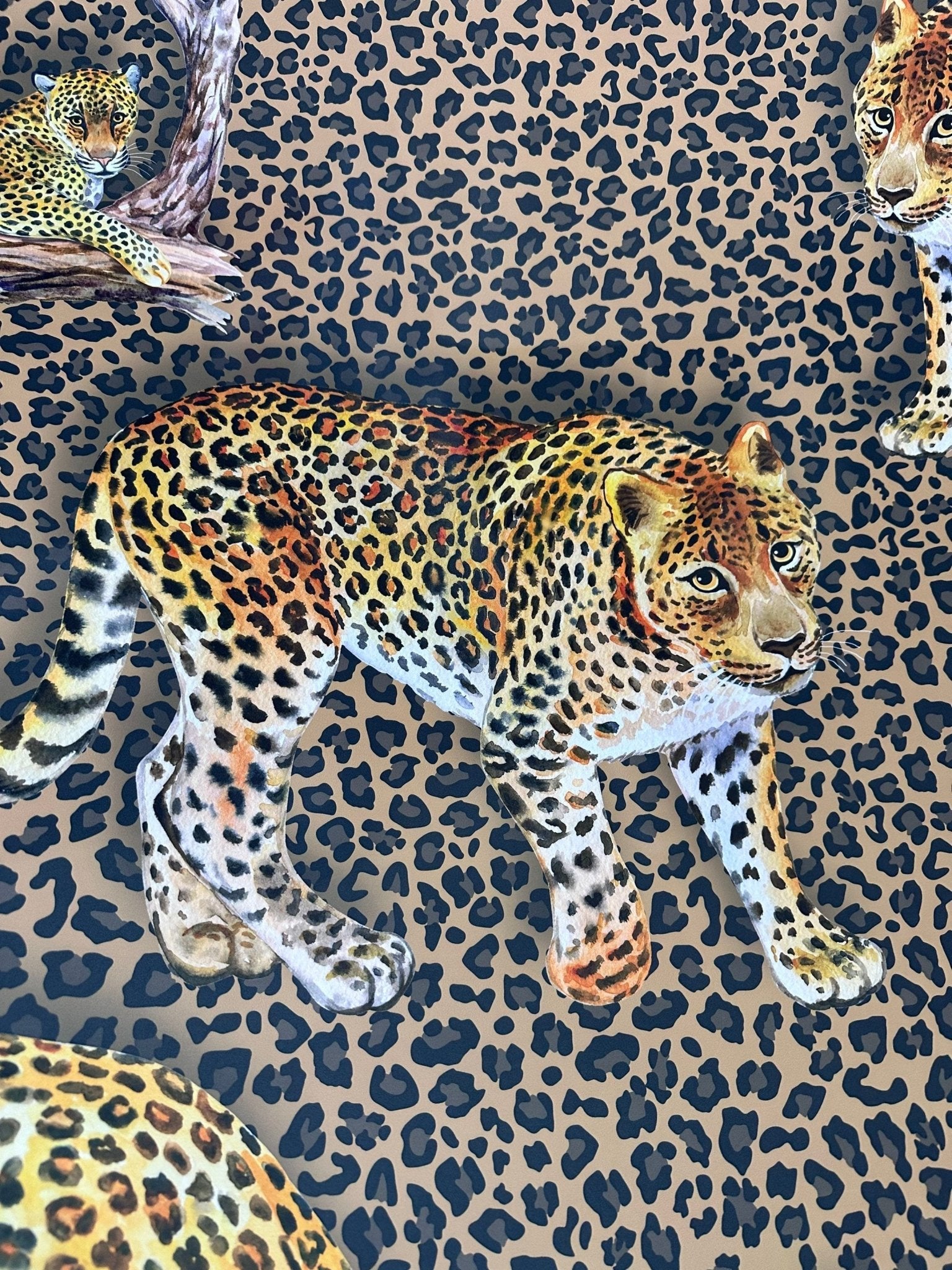 Leopard pattern fabric, Exotic Animal Print Crepe Fabric , Fabric by the yard, Panel Fabric 150*100cm // 1.64 * 1.09 yard // 39,37*59.05 inc - Whotex Online Fabric Store