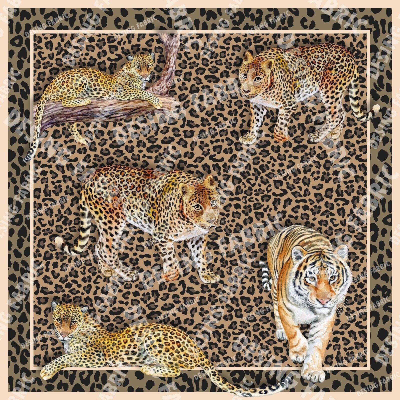 Leopard pattern fabric, Exotic Animal Print Crepe Fabric- Whotex