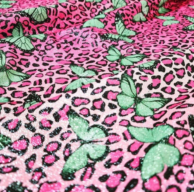 Leopard Pattern Spandex Lurex Fabric, 4 - Way Knit Stretch Fabric - Whotex