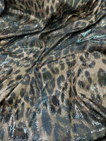 Leopard Print Sequin Fabric, 2 - Way Stretch Sequin Fabric By The Yard - Whotex Online Fabric Store