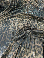 Leopard Print Sequin Fabric, 2 - Way Stretch Sequin Fabric By The Yard - Whotex Online Fabric Store
