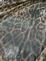 Leopard Print Sequin Fabric, 2 - Way Stretch Sequin Fabric By The Yard - Whotex Online Fabric Store