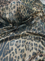 Leopard Print Sequin Fabric, 2 - Way Stretch Sequin Fabric By The Yard - Whotex Online Fabric Store