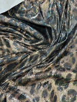 Leopard Print Sequin Fabric, 2 - Way Stretch Sequin Fabric By The Yard - Whotex Online Fabric Store