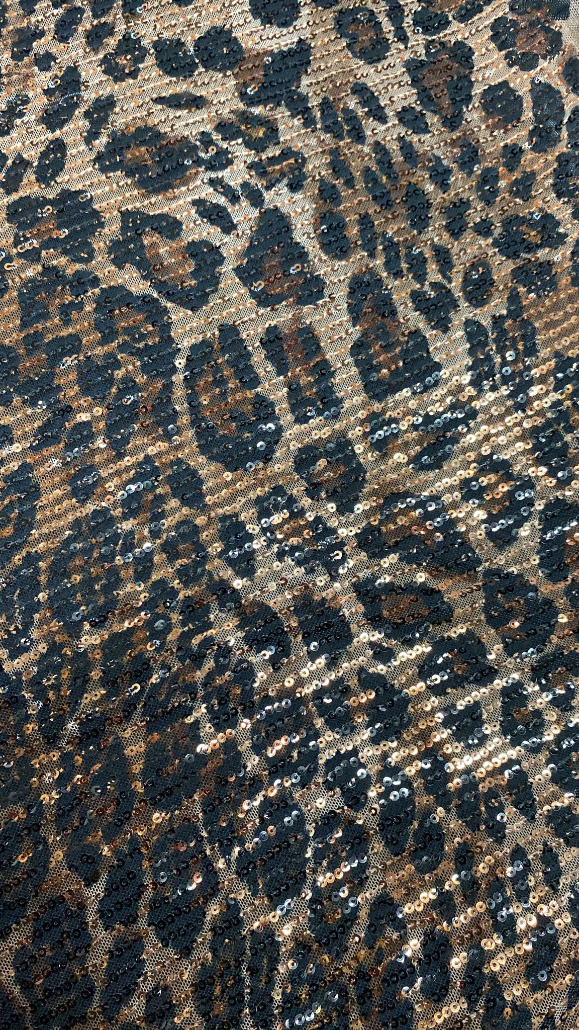 Leopard Sequin Fabric, 2 - way Stretch Sequin Fabric, Exotic Animal Digital Print. - Whotex Online Fabric Store