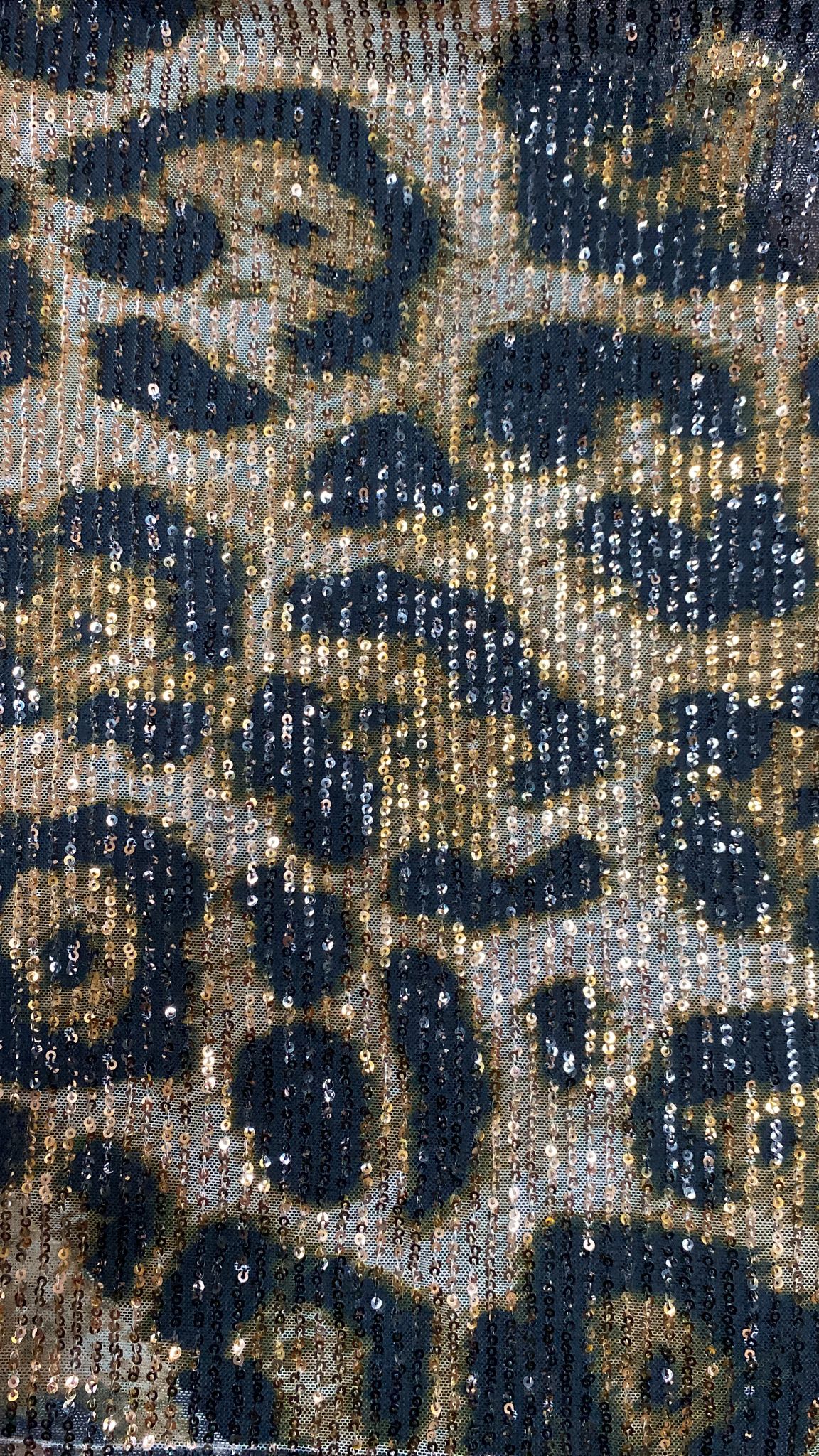 Leopard Sequin Fabric, 2 - way Stretch Sequin Fabric, Exotic Animal Digital Print. - Whotex Online Fabric Store