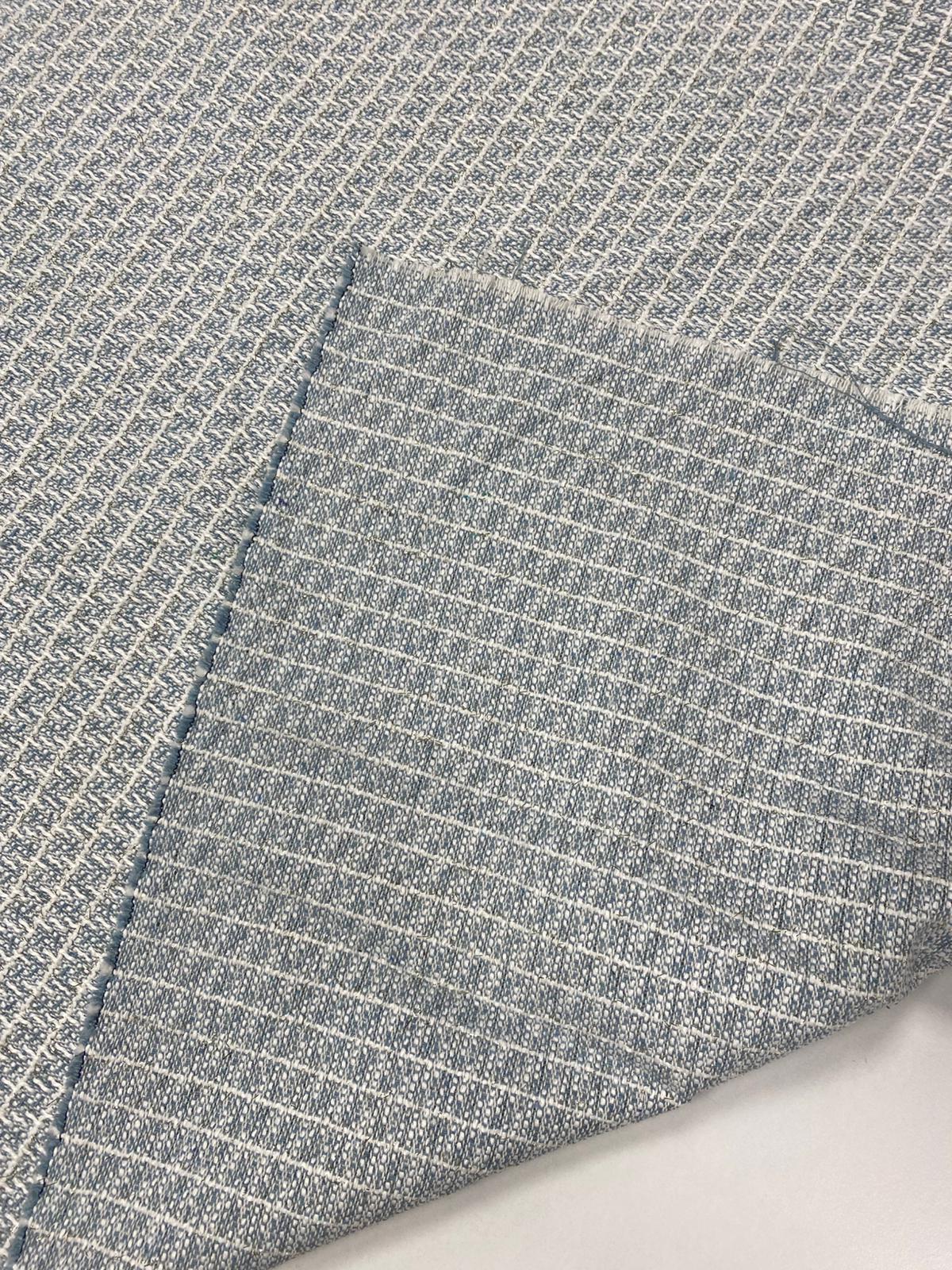 Light Blue Textured Tweed Wool Fabric by the Metre - Whotex Fabrics London