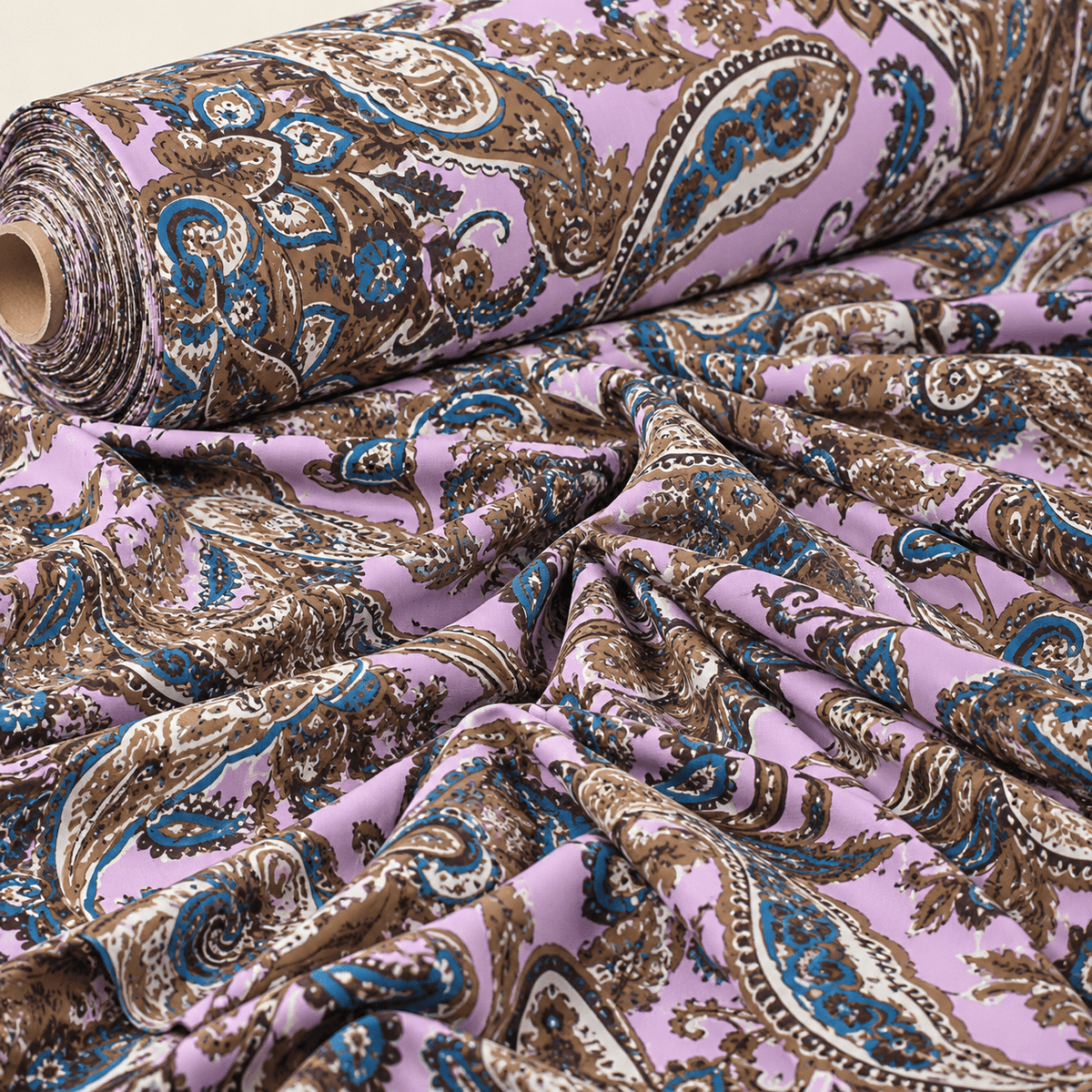 Lilac Paisley Fabric by the Metre - Whotex Fabrics London