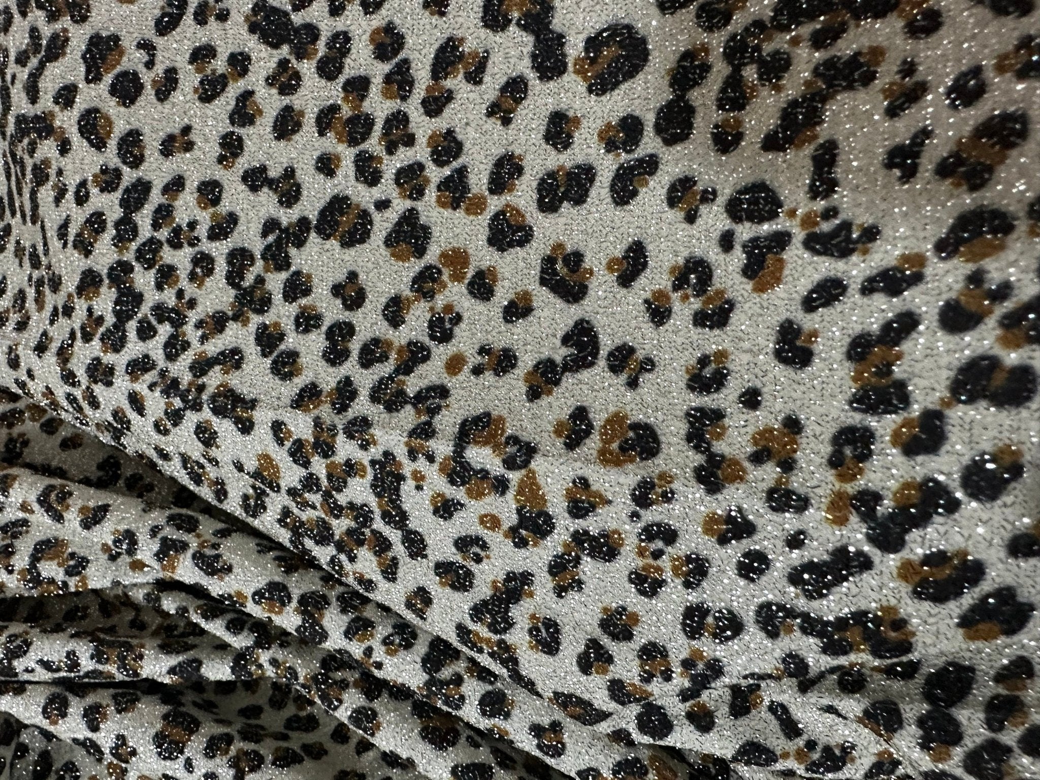 Lurex Fabric, Little Leopard Pattern Stretch 4 - way Spandex Fabric - Whotex