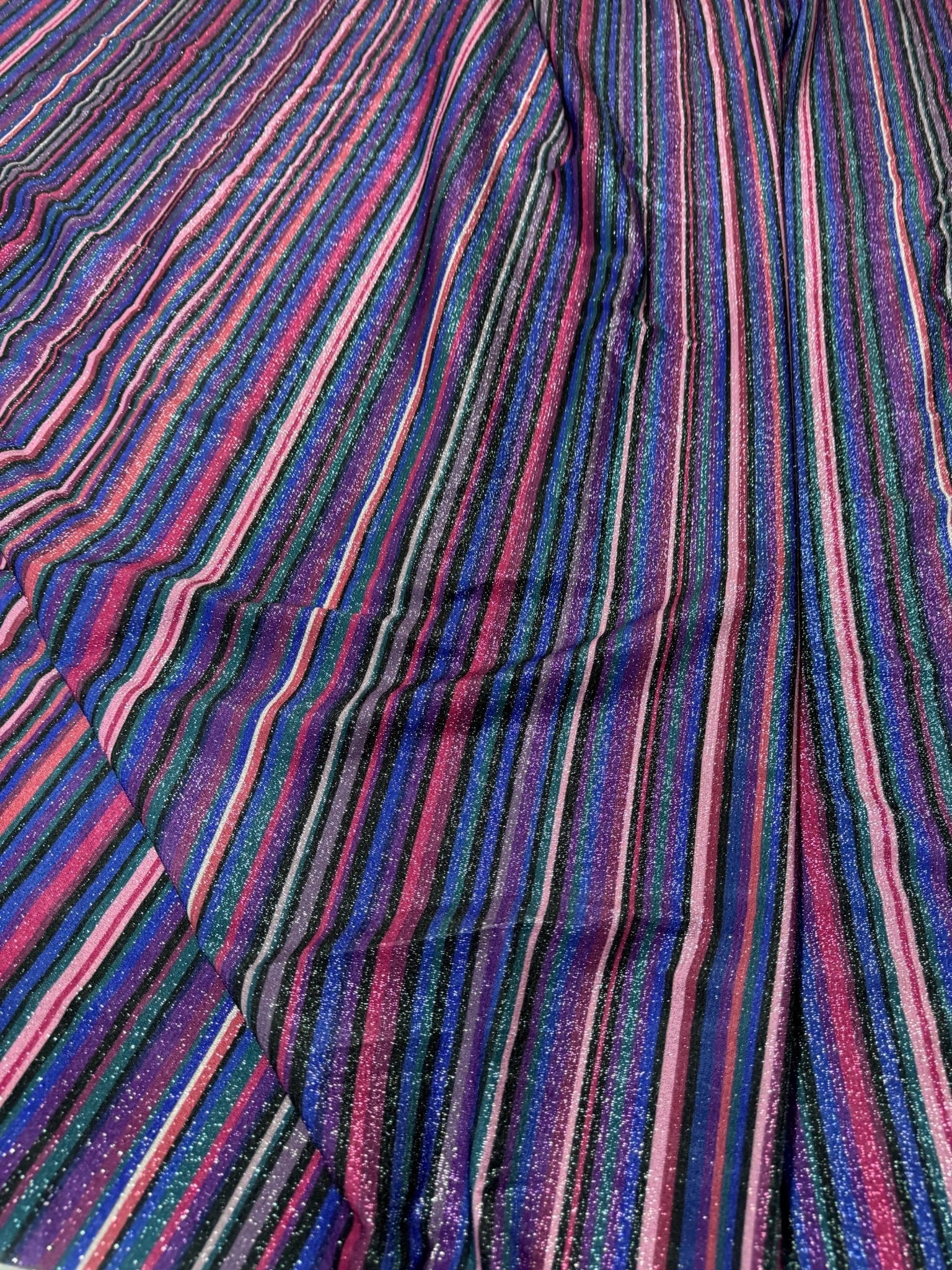 Lurex Fabric, Striped Pattern Glitter 4 - Way Stretch Spandex Fabric - Whotex