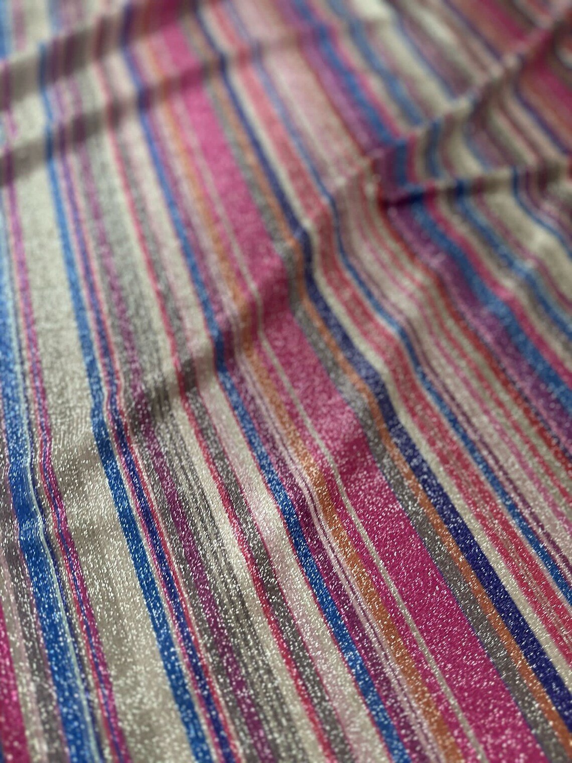 Lurex Fabric, Striped Pattern Glitter 4 - Way Stretch Spandex Fabric - Whotex