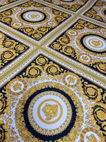 Luxurious Baroque Medusa Pattern Fabric in Black and Gold - Whotex Online Fabric Store