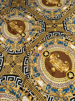 Luxury Baroque Design Fabric - Gold & Blue Ornate Pattern Fabric By The Yard - Whotex Online Fabric Store
